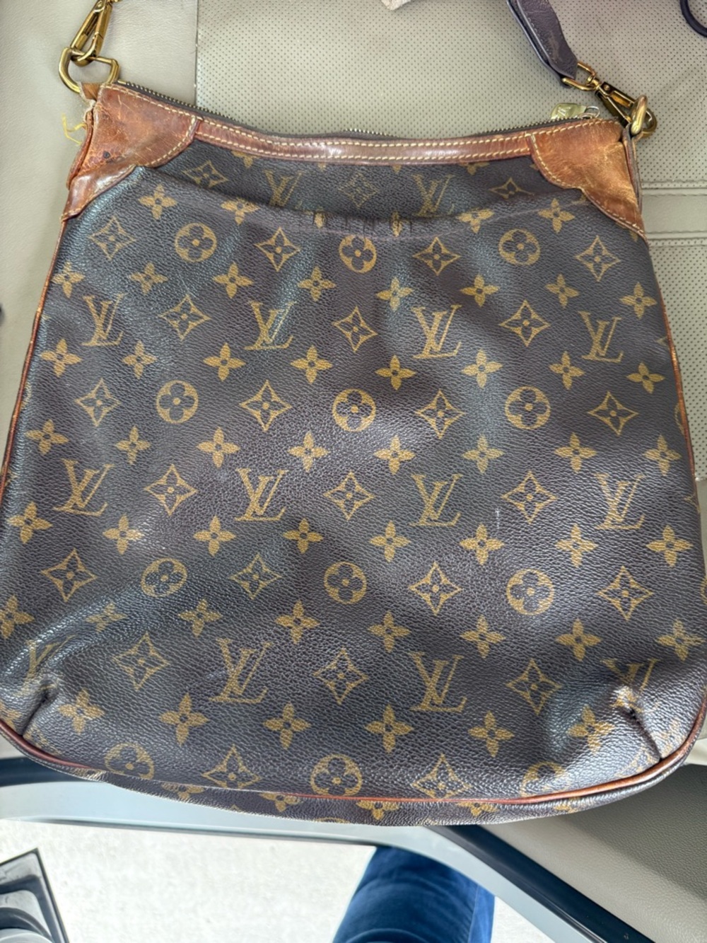 Louis Vuitton Monogram Canvas Shoulder Bag in Brown and Tan